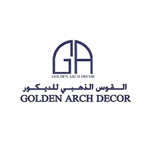 Al Janah Al Malaky | Logo for the company Golden Arch Decor with GA initials.